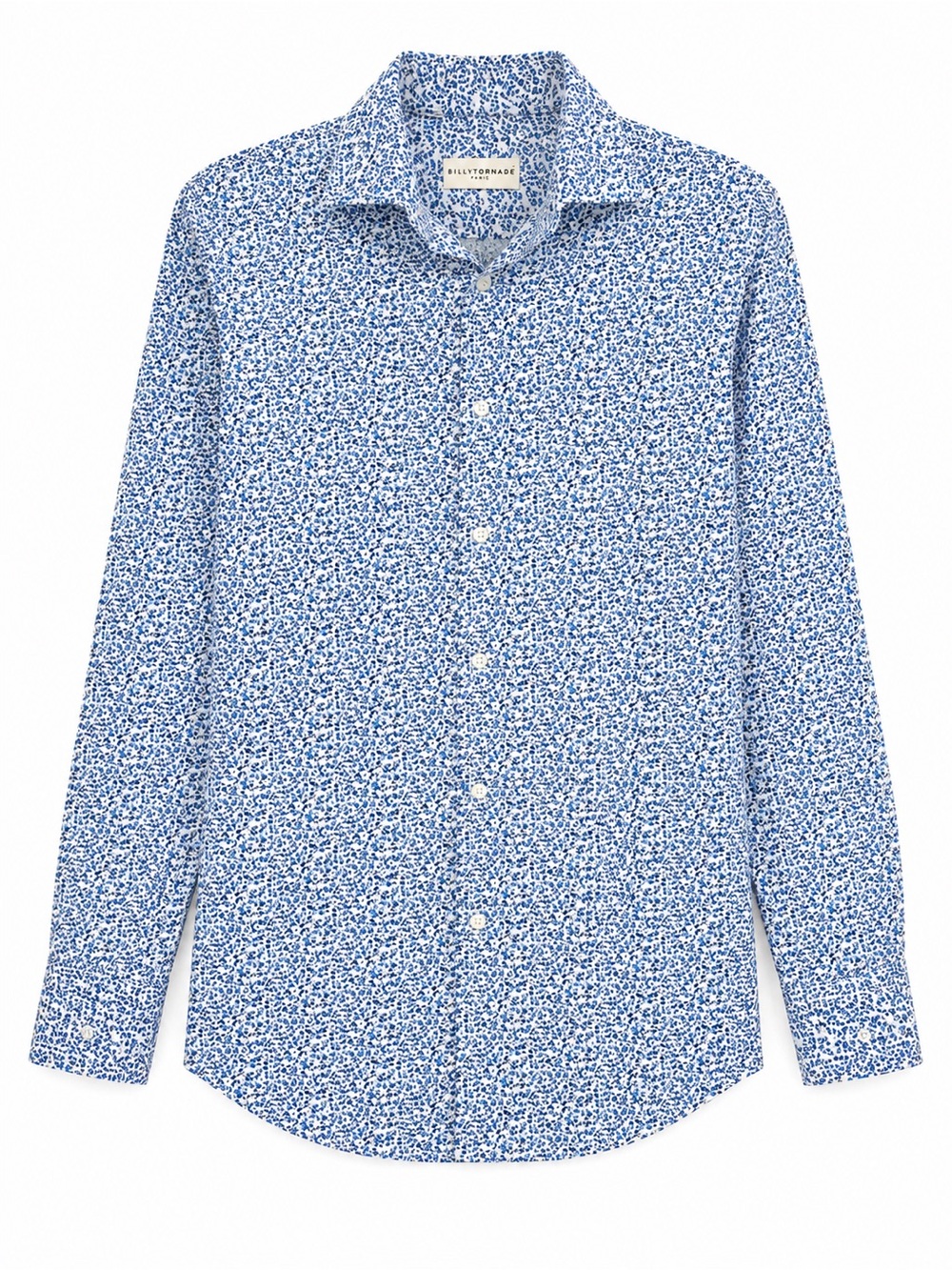 Billy Tornade Paris Blue Floral Button Up Shirt Mens Large 41-42 French